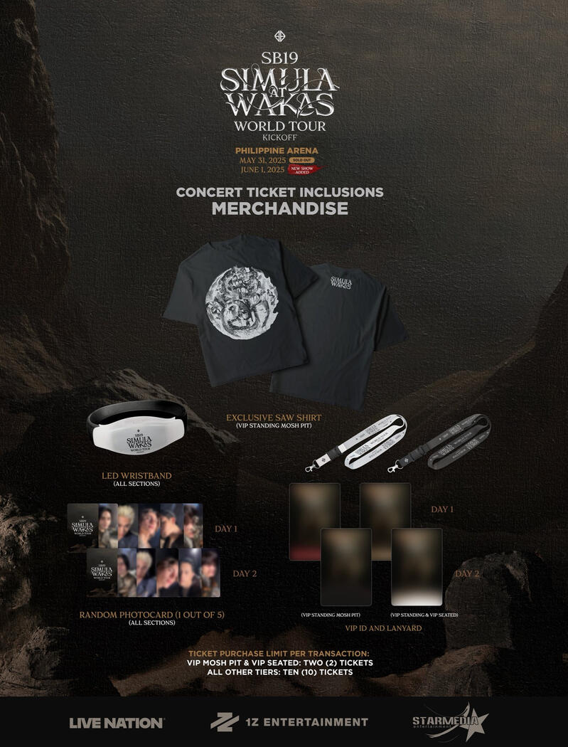 CONCERT TICKET INCLUSIONS (MECHANDISE)